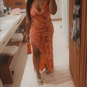 Orange Slit Maxi
